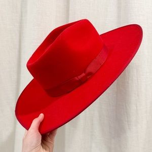 Lack of color Ruby Red Wool Rancher Fedora Hat M